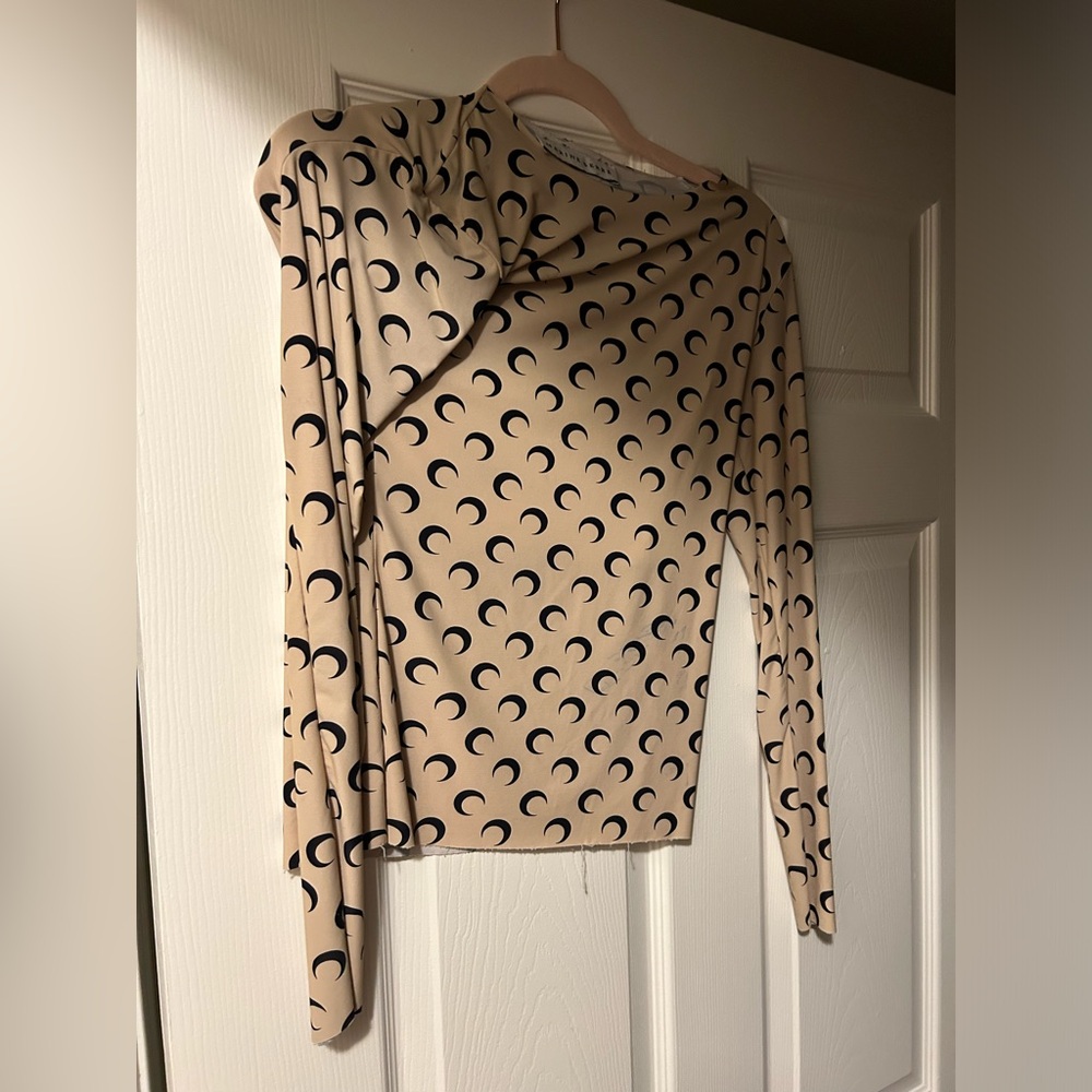 Marine Serre Tan and Black Crescent Moon Top